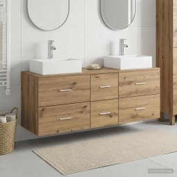 Set dulap baie 3 buc. Stejar Artizanal 49,5 x 41 x 62,5 cm GartenMobel Dekor