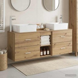 Set dulap baie 3 buc. Stejar Artizanal 53 x 34,5 x 63 cm GartenMobel Dekor