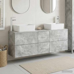 Set dulap baie 3 buc. Gri Beton 53 x 34,5 x 63 cm GartenMobel Dekor