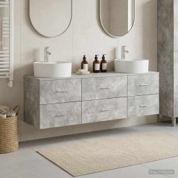 Set dulap baie 3 buc. Gri Beton 62,5 x 44,5 x 50 cm GartenMobel Dekor