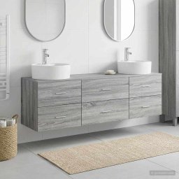 Set dulap baie 3 buc. Sonoma gri 62,5 x 44,5 x 50 cm GartenMobel Dekor