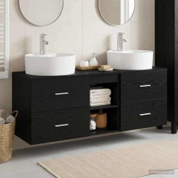 Set dulap baie 3 buc. Negru 49,5 x 44,5 x 65 cm Lemn prelucrat GartenMobel Dekor