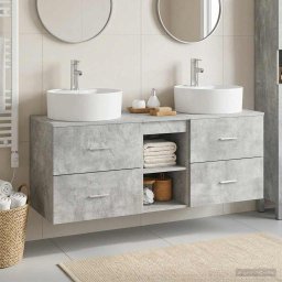 Set dulap baie 3 buc. Gri Beton 49,5 x 44,5 x 65 cm GartenMobel Dekor