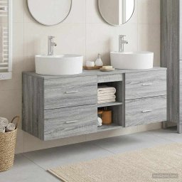 Set dulap baie 3 buc. Sonoma gri 49,5 x 44,5 x 65 cm GartenMobel Dekor