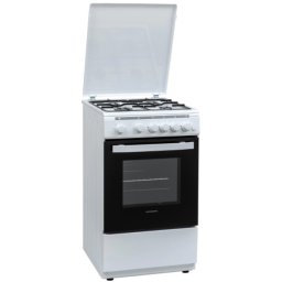 Aragaz Heinner HFSC-V60LITGRWH, 4 arzatoare, gaz, iluminare, grill, rotisor, aprindere, timer, 50 cm, alb