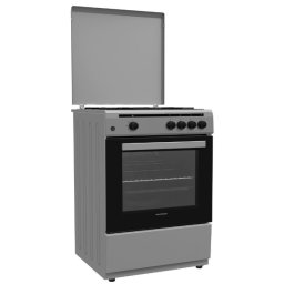 Aragaz Heinner HFSC-V60SL, pe gaz, latime 60 cm, 4 arzatoare, aprindere, argintiu