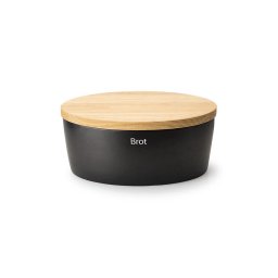 Continenta C3736 - Cutie pentru pâine cu capac 36x23 cm neagră/lemn de cauciuc