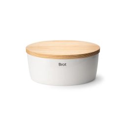 Continenta C3936 - Cutie pentru pâine cu capac, 36x23 cm, alb/lemn de cauciuc