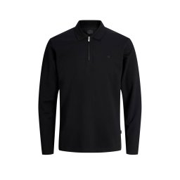JACK & JONES Polo Jprblaethan Zip 12299231 C-N10 black