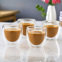 Set 4 Pahare Cafea cu Pereti Dubli 150 ml