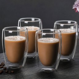Set 4 Pahare Cafea cu Pereti Dubli 450 ml