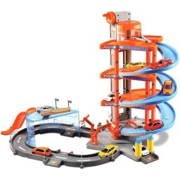 Set de joaca Bburago Garage Street Fire Mega, 4 etaje, include 2 masini 1:43