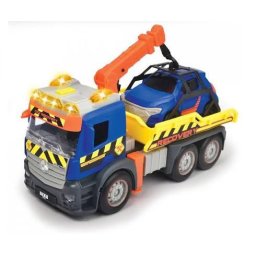 Camion de remorcare Dickie Vehicle CITY Mercedes tow truck with a lift, lumini si sunete, brat macara mobil, motor cu frictiune