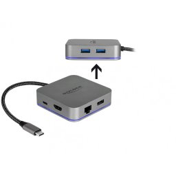 Docking Station pentru dispozitive mobile USB-C la HDMI 4K/ Hub / LAN / PD 3.0 cu LED, Delock 87742