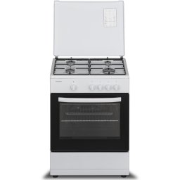 Aragaz Heinner HFSC-SME60WH, Gaz, 4 arzatoare, Dispozitiv siguranta plita si cuptor, 60 cm, Alb