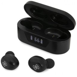 Casti True Wireless Guess Classic Logo, SinglePoint, IPX4, Control Tactil, Bluetooth, Negru