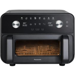 Friteuza cu aer cald Flex Air Panasonic NF-BC1000KXE, 9.6l, 2450 W, 2 zone independente, gatire cu abur, Rezervor pentru abur 200 ml, Fereastra supraveghere, Negru