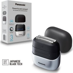 Aparat de ras compact Panasonic Seria 700 ES-CM3BKS503, 3 lame, Japanese blade technlogy, senzor pentru barba, motor liniar ultra-rapid, 45min autonomie Li-Ion, Wet & Dry, incarcare USB type-C, Negru-Argintiu