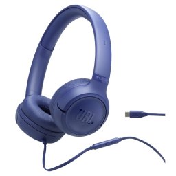 Casti Stereo JBL Tune 530C, Cu fir, On-ear, Microfon, USB-C, Albastru