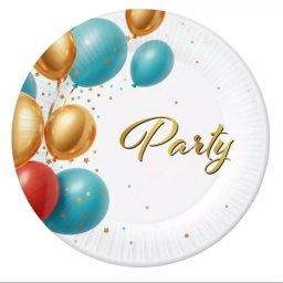 Farfurii de hârtie cu inscripția Party, 18 cm - 6 buc