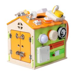 Casuta cu 22 Activitati Montessori, Busy Board House, portocaliu