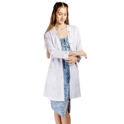 OUTLET Halat medical alb Carolina, dama, cu guler anchior, inchidere cu nasturi si maneca lunga