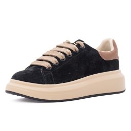 Pantofi dama casual din piele naturala nabuc, PASS Collection 1LX90002E 01-2, negru