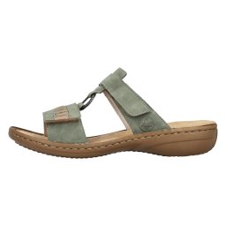 Papuci dama, verde, casual, piele ecologica, cu talpa joasa, Rieker 60881-52-Verde (Marime: 38)