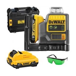 DeWalt - DCE0811D1G - Nivela laser cu linii, 35 m, +/-0.3 mm/m, 3 linii laser, fascicul verde, proiectie 360 grade, suport perete, valiza plastic