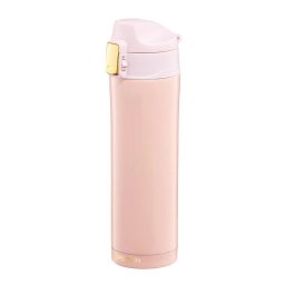 Cana termos 420ml cu buton de siguranta, roz, Royal