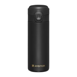 Cana termos 350ml, buton de siguranta, negru, Alice
