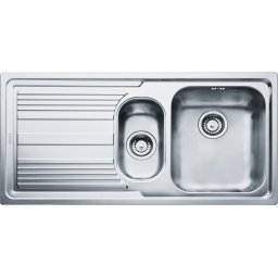 101.0086.254 Chiuveta bucatarie Franke Logica Line LLL 651 cu 2 cuve si picurator stanga, 1000x500mm, inox dekor\
