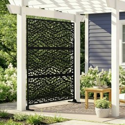 Paravan decorativ din otel galvanizat 180x120 cm negru pentru terasa si gradina