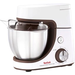 Robot de bucatarie Tefal MasterChef Gourmet Baking with Kids QB51K138, 1100W, bol inox 4.6L, 1.8 kg, 8 trepte de viteza, Alb