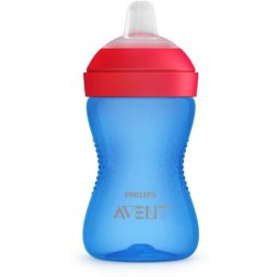 Cana cu tetina moale, rezistenta la muscaturi Philips Avent SCF802/01, 300 ml, 9 luni +, Albastru/Rosu