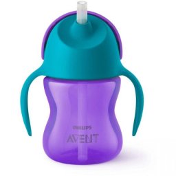 Cana cu pai Philips Avent SCF796/02, 9 luni, 200 ml, Mov/Albstru