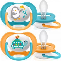 Set 2 suzete Philips-AVENT Ultra Air SCF080/07, ortodontica, 6-18 luni, Albastru/Galben