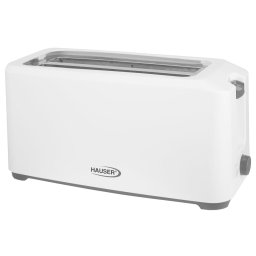 Prajitor de paine, Hauser, T-234, 1300 W, 4 felii, doua compartimente lungi pentru cuptor, prajire fara trepte, carcasa exterioara cu perete rece, Alb