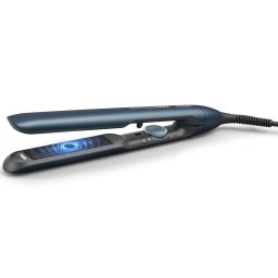 Placa de indreptat parul Philips Prestige BHS732/00, tehnologie ThermoShield, placi infuzate cu ulei de argan, 230°C, ingrijire ioni minerali, 12 setari temperatura, timp incalzire 30 sec, husa termorezistenta, Turcoaz metalizat
