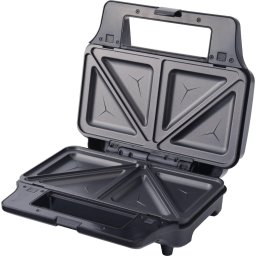 Sandwich maker 3 in 1 Tesla MG201BX, 900W, placi detasabile antiaderente, sandwich, grill, waffle, indicator led, negru/inox