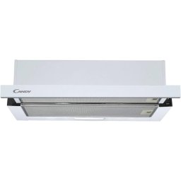 Hota telescopica incorporabila Candy CBT60RWG, Putere de absorbtie 402 mc/h, 2 Viteze, LED, 60 cm, Sticla alba