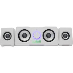 Sistem de boxe PC White Shark GSP-968 MOOD, 2.2 Canale, 16W RMS (5W x 2 + 3W x 2), Iluminare Rainbow LED, Alimentare USB, Interfata Audio 3.5 mm, Alb