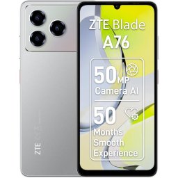 Telefon mobil ZTE Blade A76, ecran 6.75 inch, Dual SIM, 4GB RAM, 128GB, 4G, baterie 5000mAh, Android 15, Argintiu
