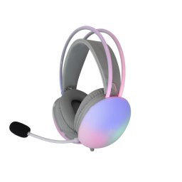 Casti Gaming cu fir White Shark FIREFLY-W, Over-Ear, Stereo, 50 mm Driver, Microfon, Cablu 2m, Iluminare LED, Alb