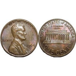 SUA 1964 - 1 cent, circulata