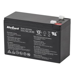 Acumulator staționar AGM VRLA 12V 7Ah pentru UPS, alarme și CCTV, REBEL BAT0402
