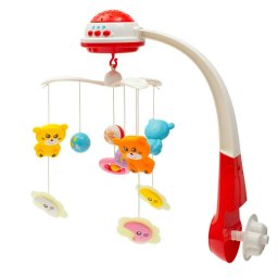 Carusel muzical, BabyMix, pentru patut bebelusi, cu proiectii, cu melodii si sunete ale naturii, cu 11 jucarii, Red