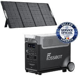 Pachet Statie de incarcare portabila Fossibot F3600 Pro + Panou solar Oukitel PV400 Negru, 3600W, 3840Wh, Ecran LCD, Protectie BMS, 13 iesiri, Lanterna LED detasabila, SOS