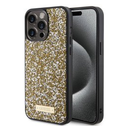 Husa Guess Apple iPhone 15 Pro Max Rhinestone Metal Logo Galben