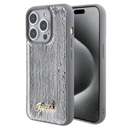 Husa Guess Apple iPhone 15 Pro Max Sequin Script Metal Argintiu